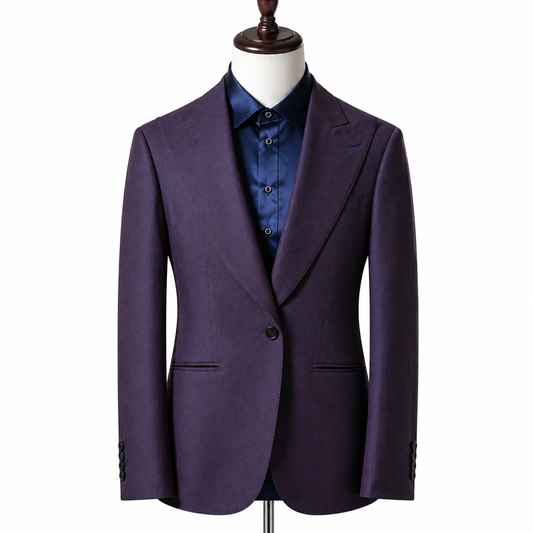 Purple Wide Lapel Statement Suit with Shirt