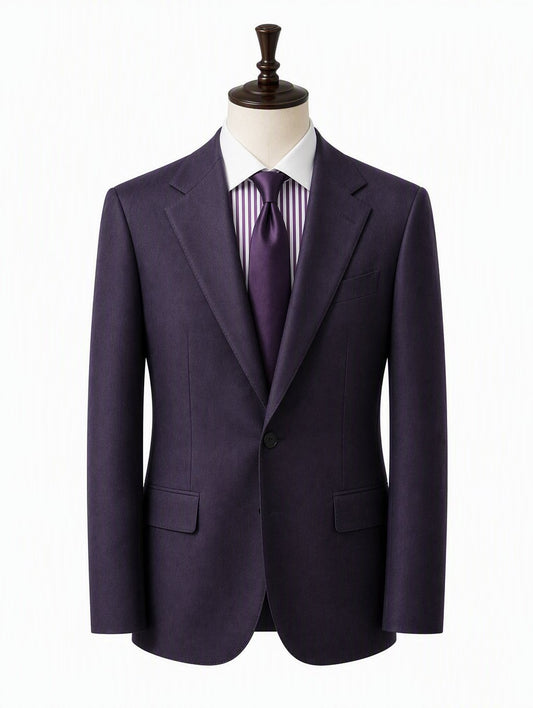 Purple Peak Lapel Tailored Suit with Shirt