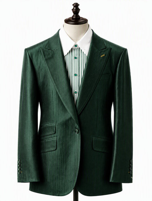 Emerald Green Acetate Satin Suit with Shirt