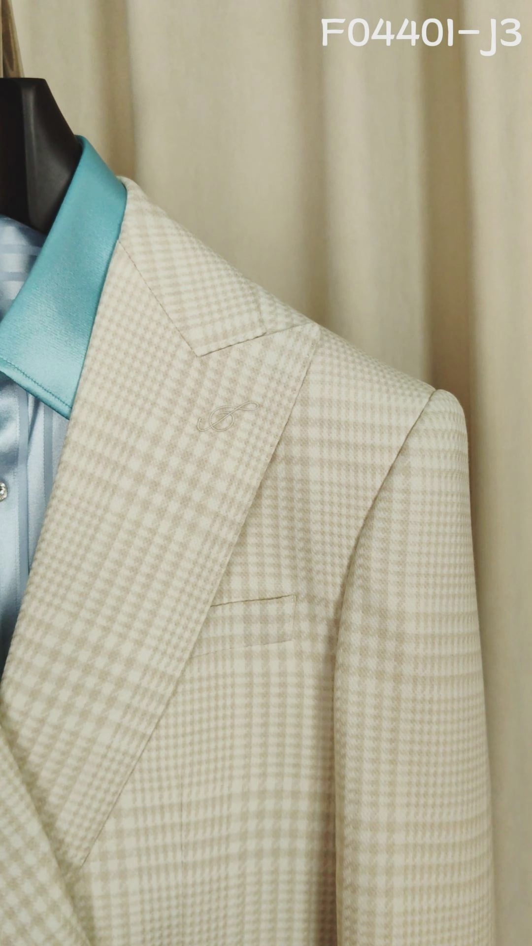 Khaki Glen Check Peak Lapel Suit