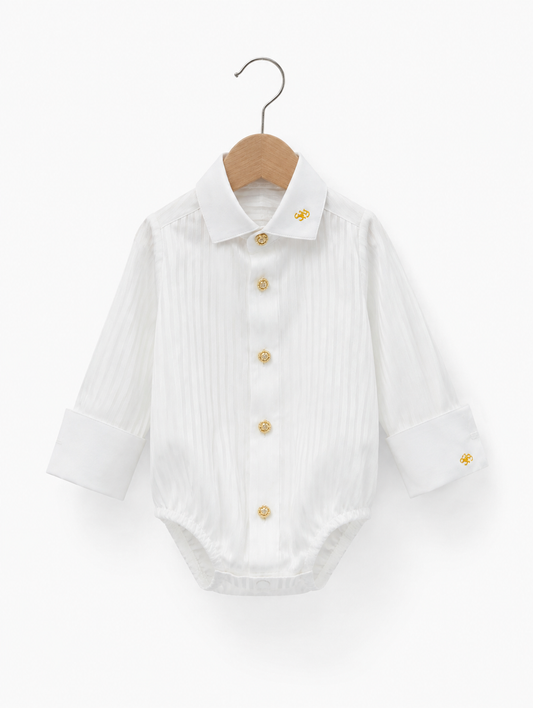 Blue Stripe Contrast Collar Baby Shirt