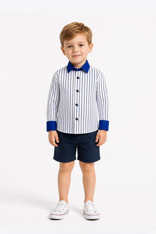Lavender White Contrast Collar Kids Shirt