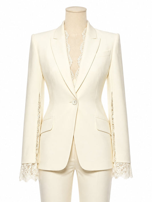 Ivory Lace-Trimmed Suit