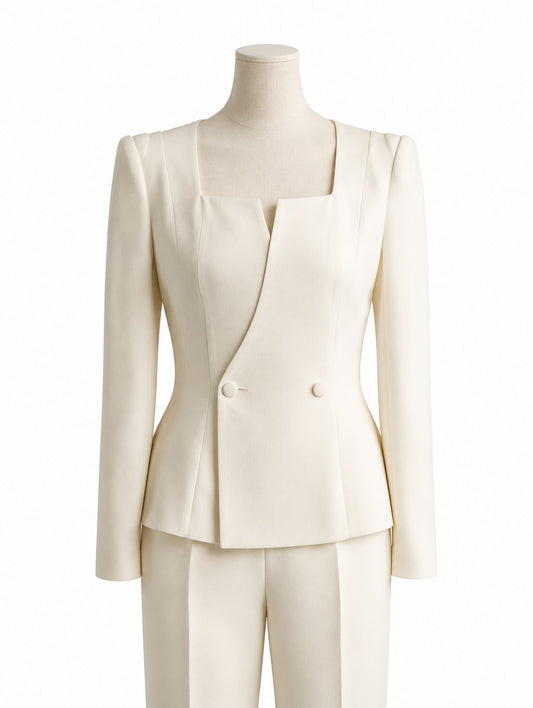 Ivory Square-Neck Suit