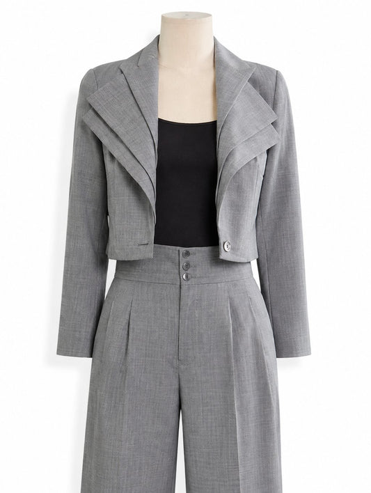 Gray Cropped Blazer Suit