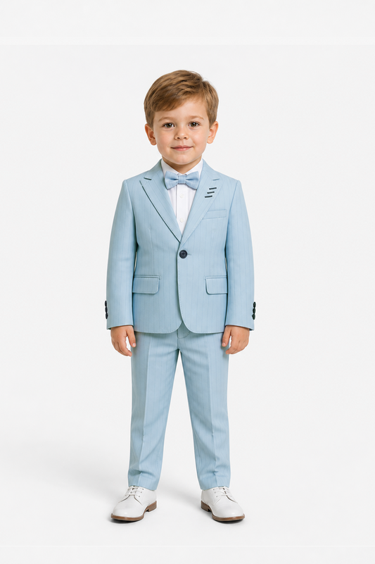 Ice Blue Pinstripe Kids Suit