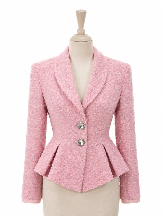Pink Peplum Wool Blazer