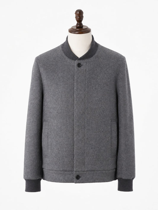 Grey Wool Baseball Blazer